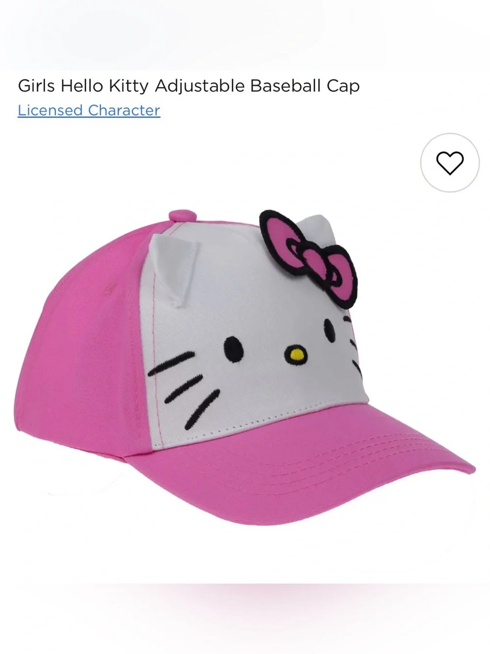 NWT Girls Hello Kitty Adjustable Baseball Cap